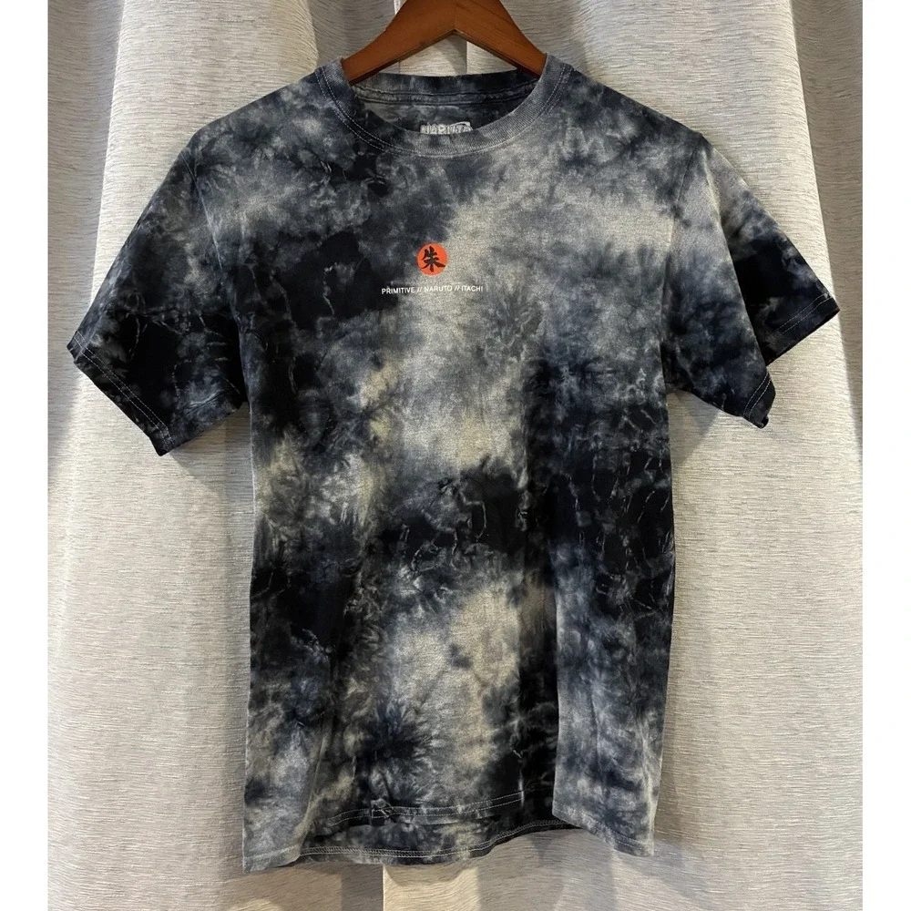 Primitive Naruto Itachi Uchiha Tie Dye T-Shirt Anime Manga Graphic Gray Youth XL